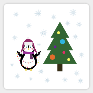 Penguin with garlands and tree Sticker